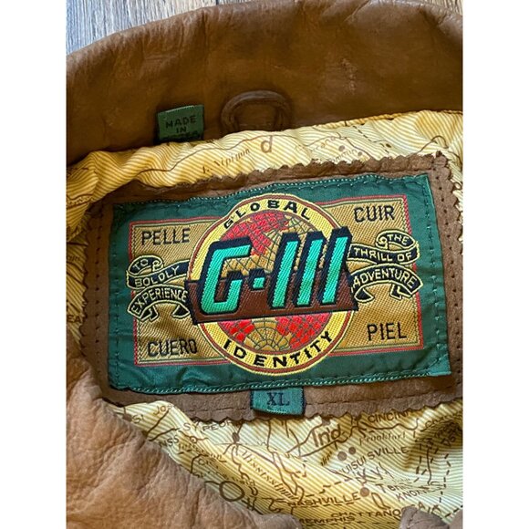Vintage Global Identity G-lll Mens Leather Bomber Jacket Brown Size XL - Picture 8 of 10